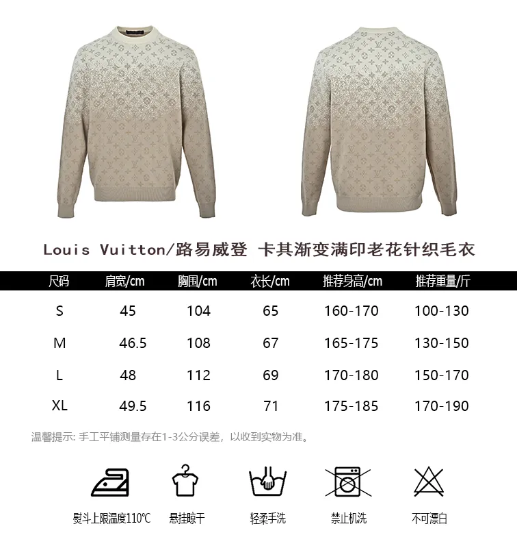 Louis Vuitton/Louis Vuitton Khaki gradient all-over printed old flower knitted sweater
